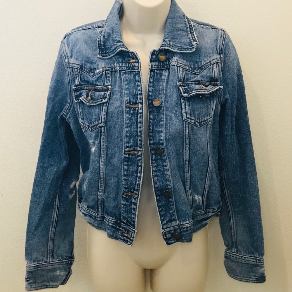 Mossimo Distressed Medium Wash Jean Jacket